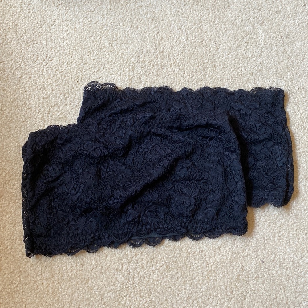 Two Black Lace Bandeau Bralettes